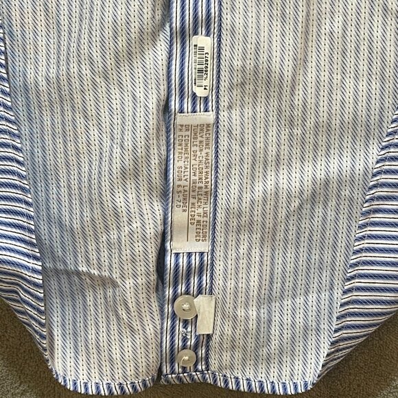 John W. Nordstrom Mens Striped Egyptian Cotton Button-Up Shirt L‎ Blue/White - Picture 4 of 16